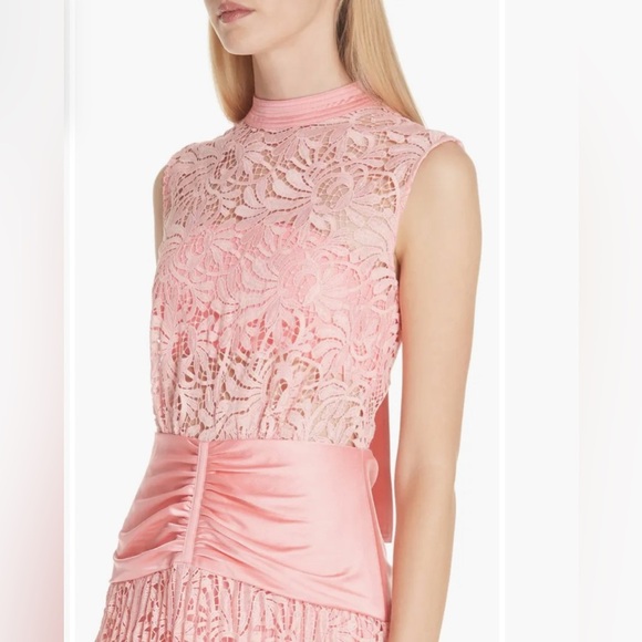 NWT SELF-PORTRAIT Floral Lace Sleeveless Midi Dress In Pink size 10 - Picture 4 of 10